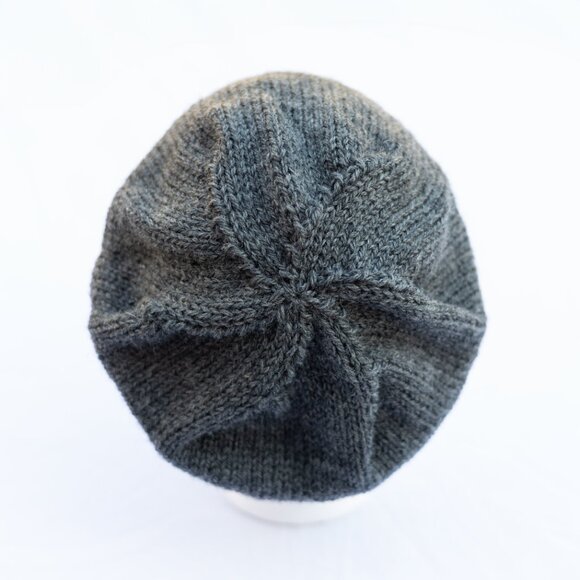 Wool Beret Beanie Knit Winter Hat Charcoal Gray